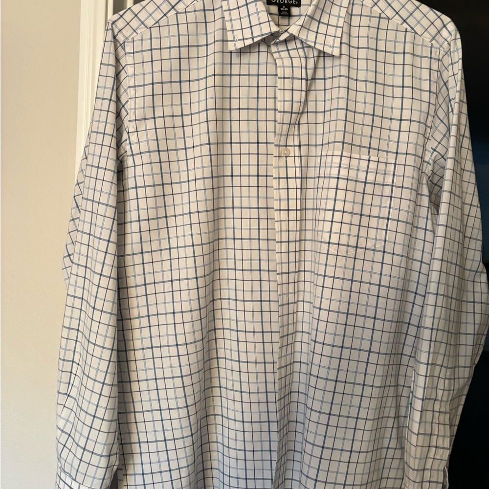 George Men's Blue Checkered Shirt